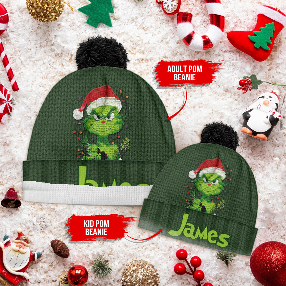 Grünes Licht von Grinchmas – Personalisierte Weihnachtsmütze mit Stola