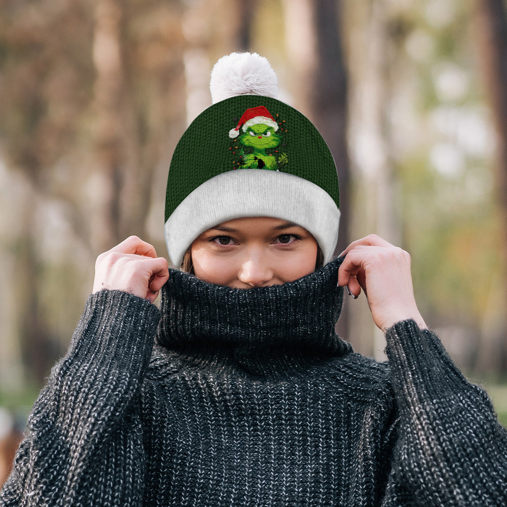 Grünes Licht von Grinchmas – Personalisierte Weihnachtsmütze mit Stola