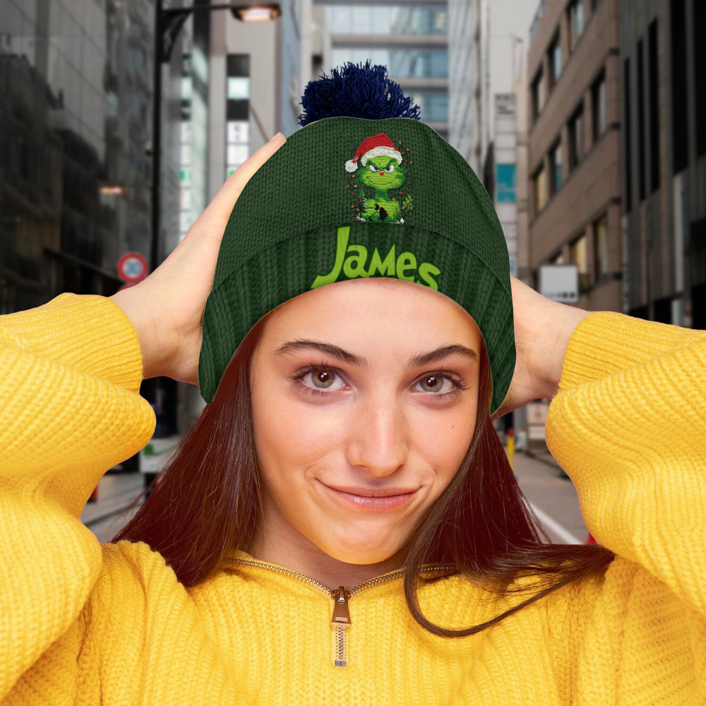 Grünes Licht von Grinchmas – Personalisierte Weihnachtsmütze mit Stola