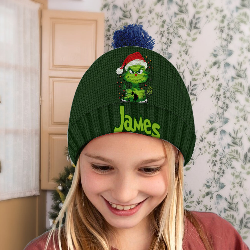 Grünes Licht von Grinchmas – Personalisierte Weihnachtsmütze mit Stola