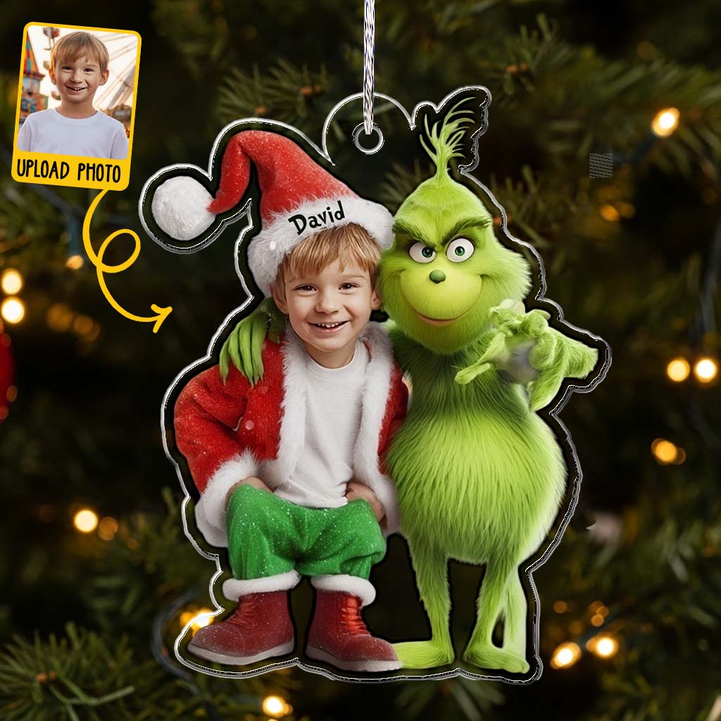 Ami Monstre Vert - Étole de Noël personnalisée - Ornement de Noël en forme de pièce unique