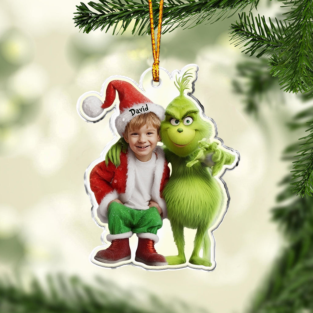 Ami Monstre Vert - Étole de Noël personnalisée - Ornement de Noël en forme de pièce unique