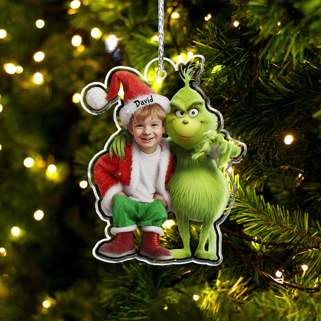 Ami Monstre Vert - Étole de Noël personnalisée - Ornement de Noël en forme de pièce unique
