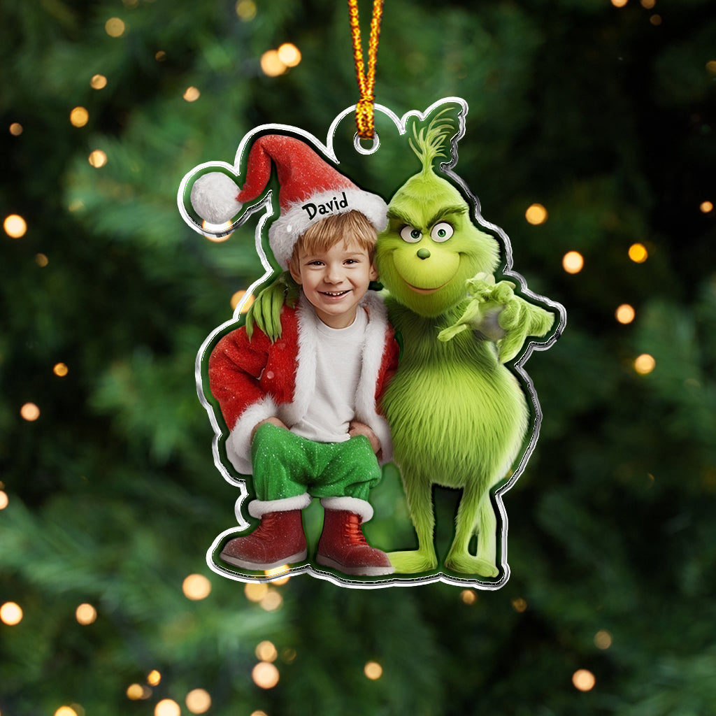Ami Monstre Vert - Étole de Noël personnalisée - Ornement de Noël en forme de pièce unique