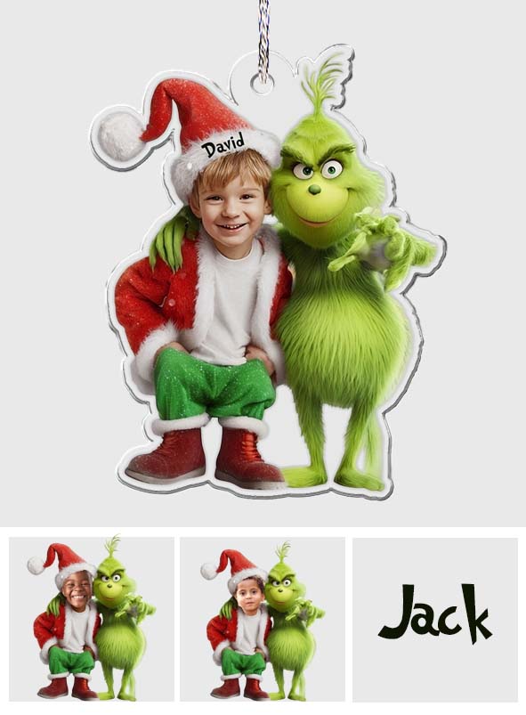 Ami Monstre Vert - Étole de Noël personnalisée - Ornement de Noël en forme de pièce unique