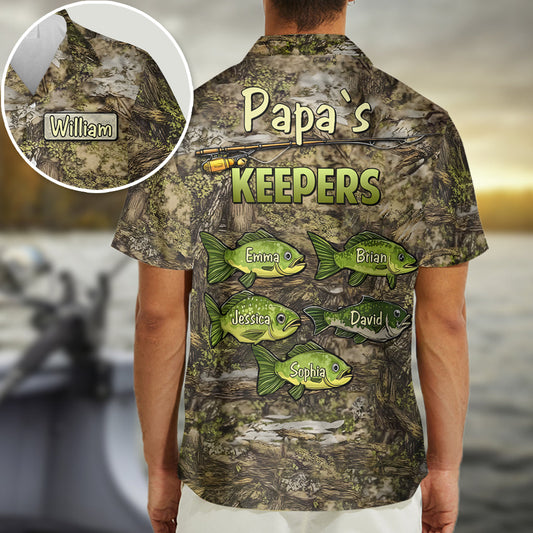 Papa's Keepers Tarnmuster Angeln - Personalisiertes Hawaiihemd zum Angeln