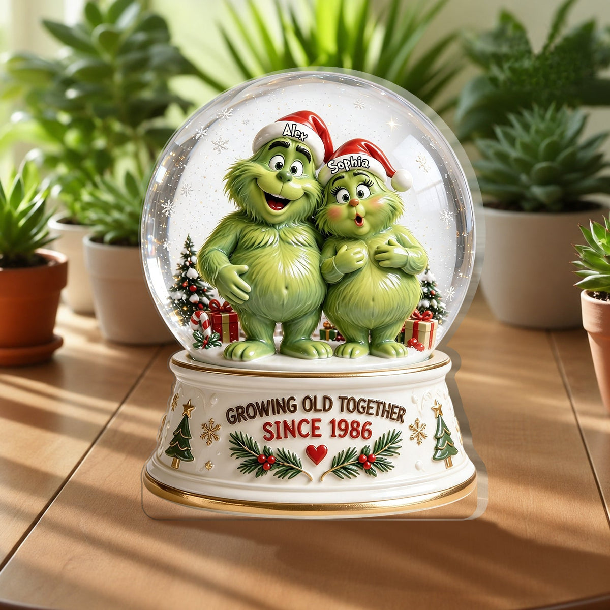 Naughy Green Couple - Personalized Stole Christmas 2-Side Printed Acrylic Plaque