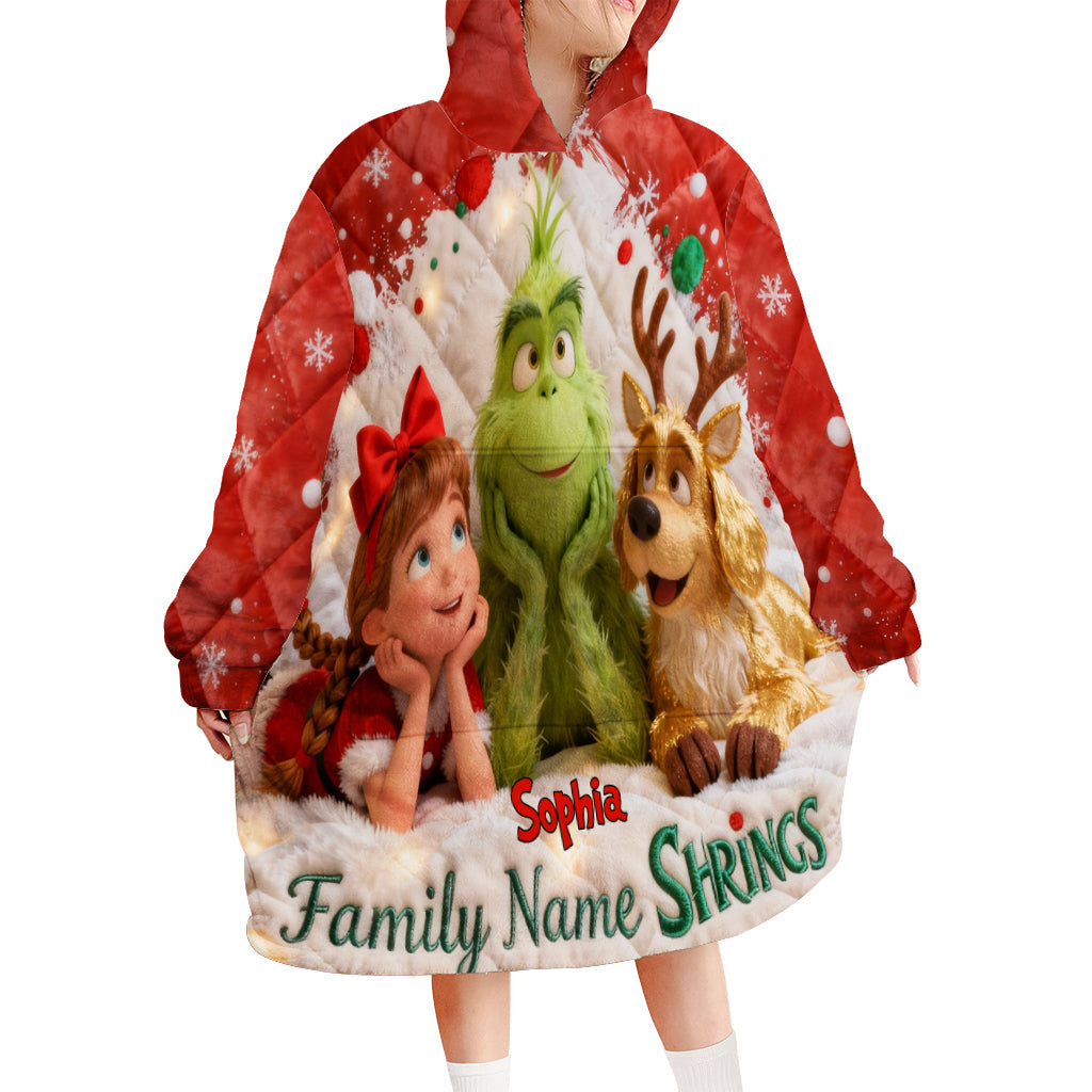 Ho Ho Ho - Personalized Stole Christmas Blanket Hoodie