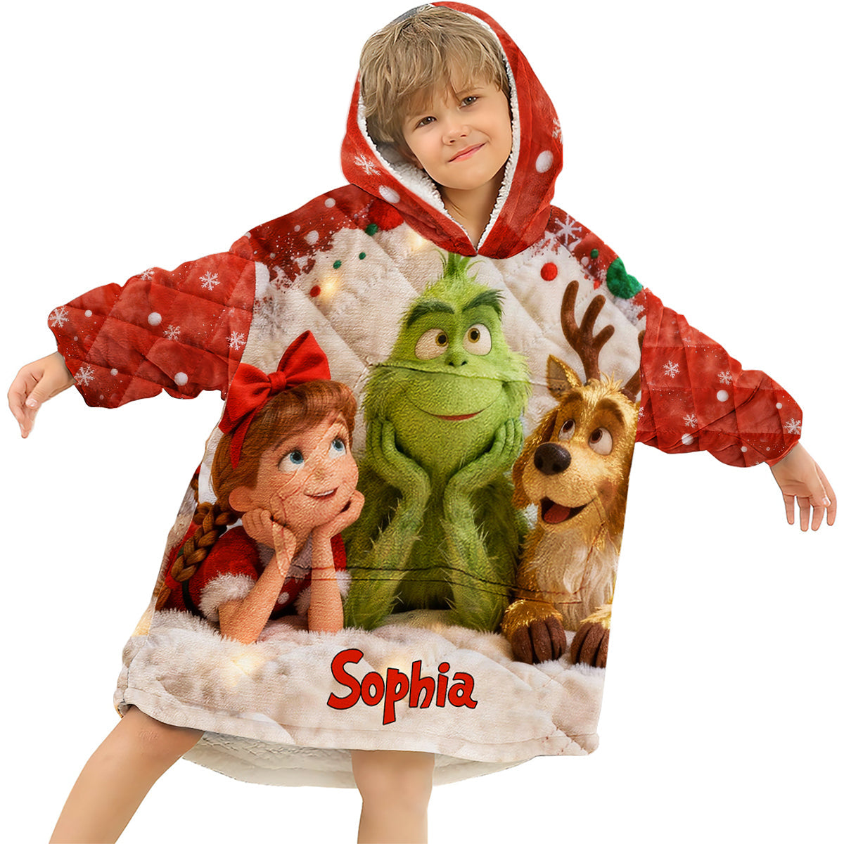 Ho Ho Ho - Personalized Stole Christmas Blanket Hoodie