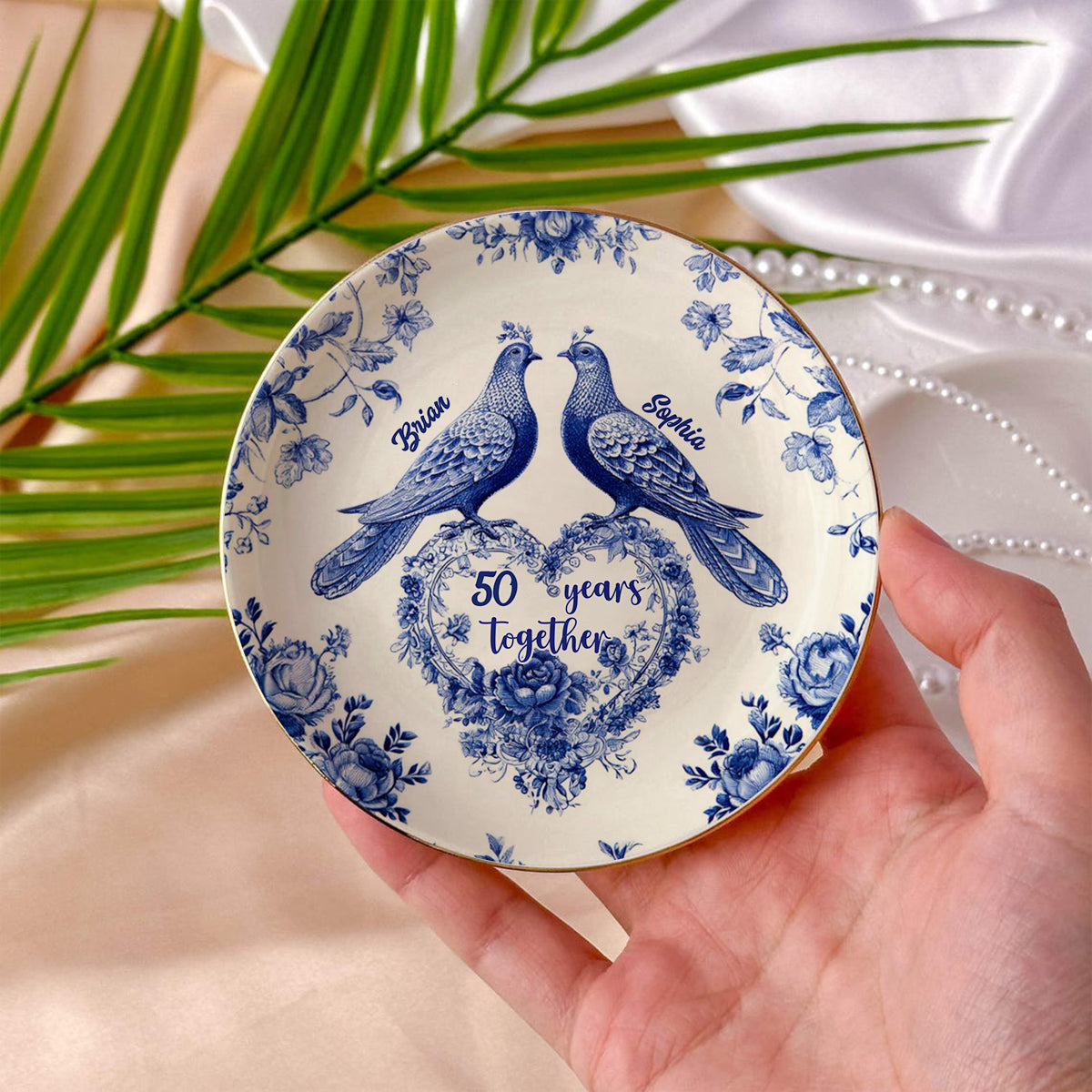 Anniversary Couple 50 Years Together - Personalized Couple Fully Printed Jewelry Dish