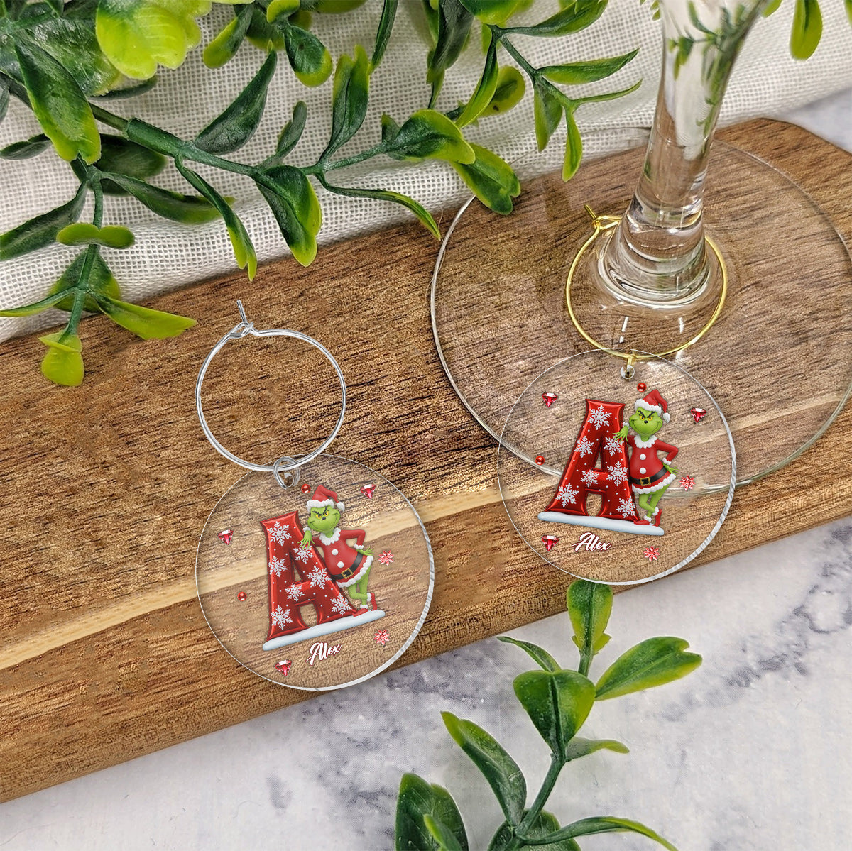 Frohe Weihnachten – Personalisiertes Stola-Weinglas mit langem Stiel