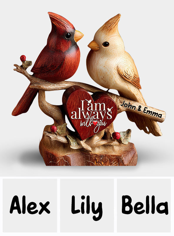 Cardinals – Ich bin immer bei dir – Personalisierte Holzplakette für Paare in individueller Form