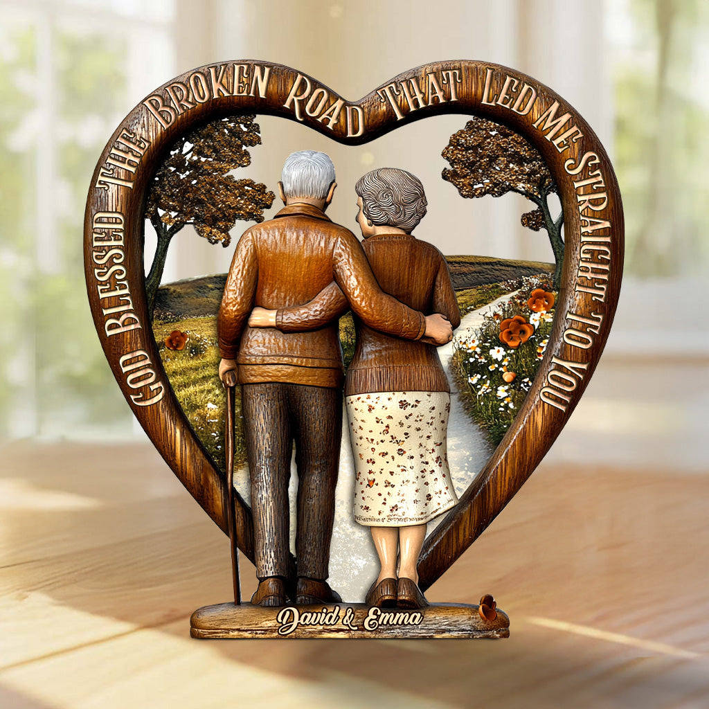 Dieu a béni le chemin semé d'embûches - Plaque en bois personnalisée pour couple