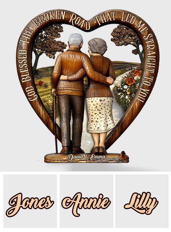 Dieu a béni le chemin semé d'embûches - Plaque en bois personnalisée pour couple