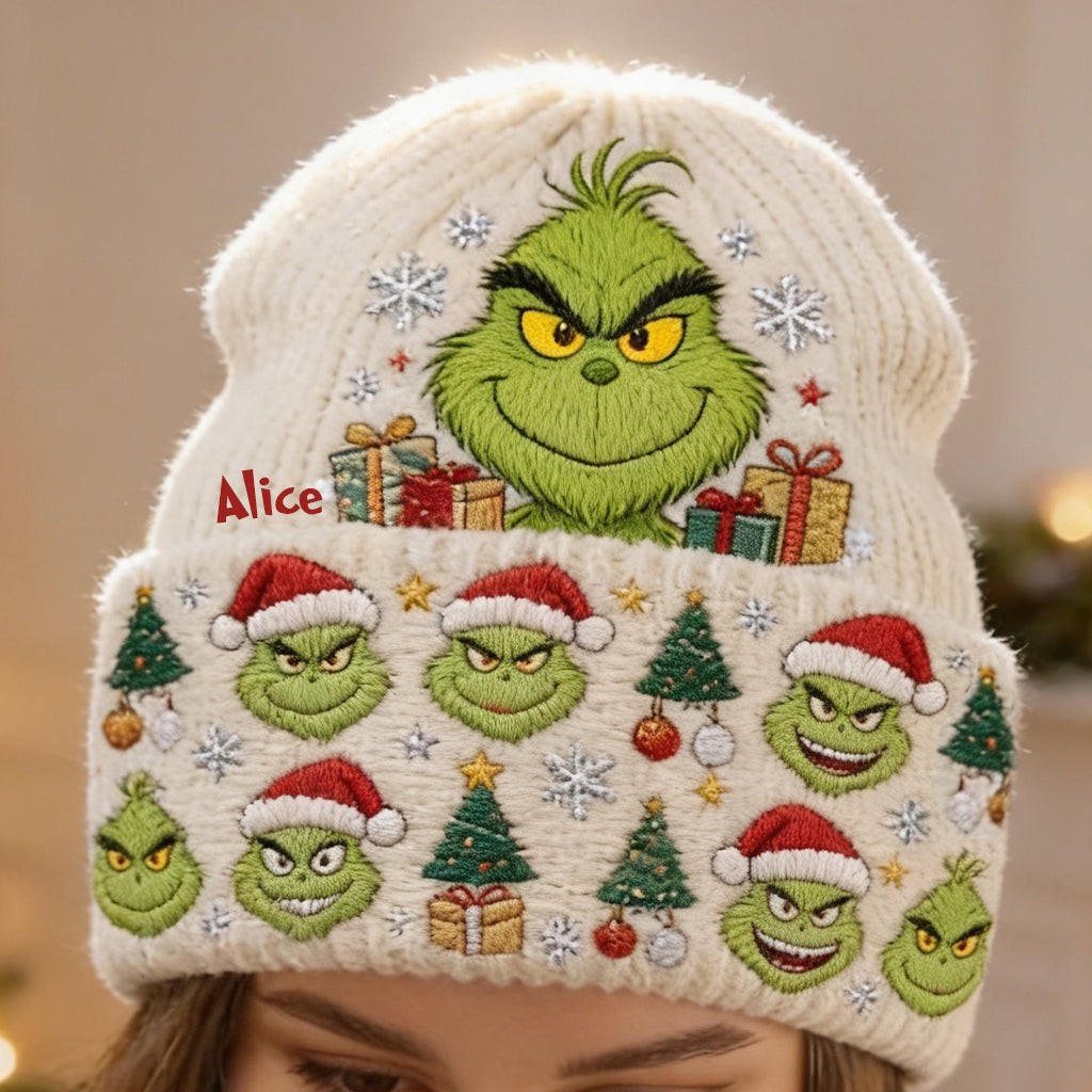 Merry Grinchmas - Personalized Stole Christmas Beanie Hat