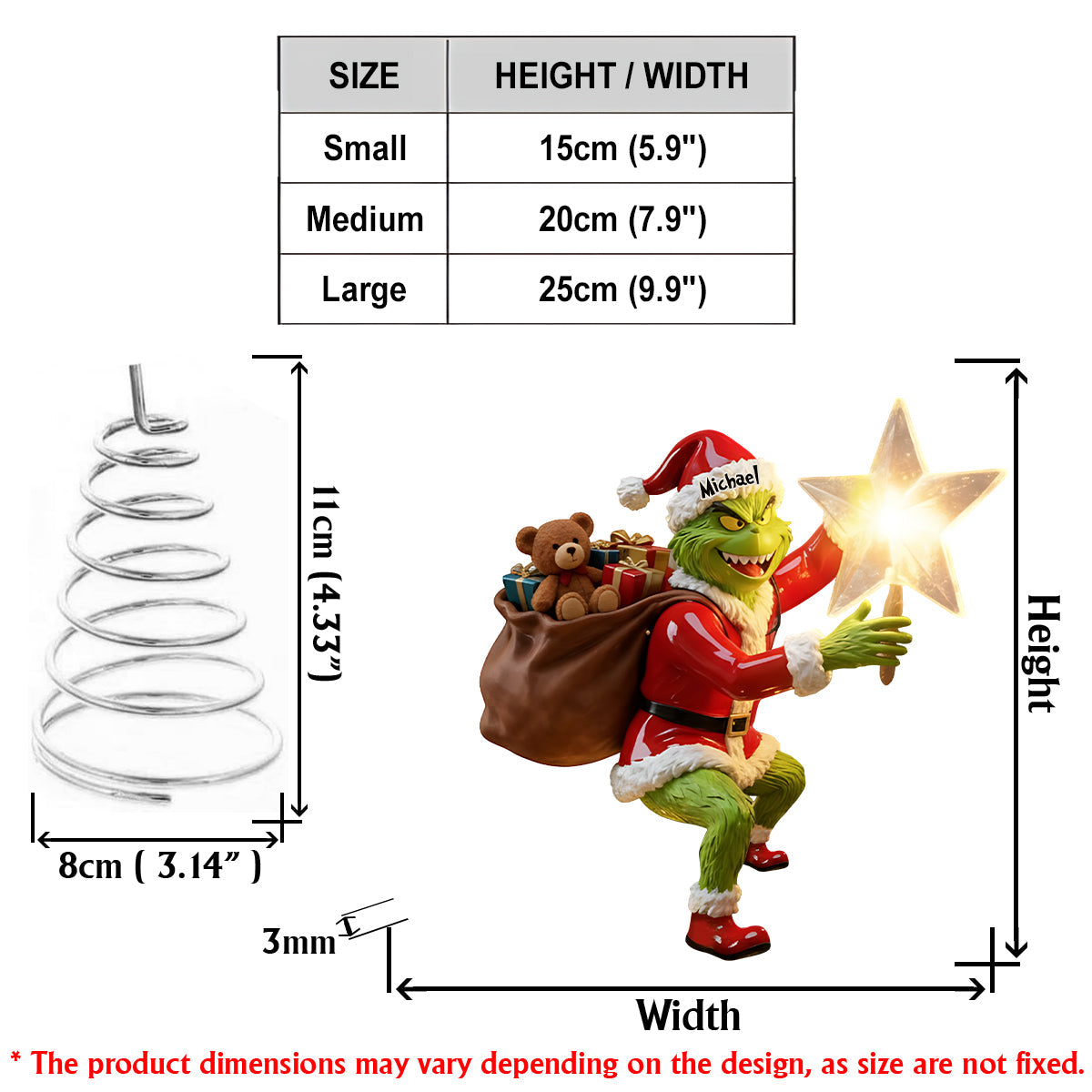 Joyeux Grinchmas - Étole de Noël personnalisée avec guirlande lumineuse LED pour sapin de Noël