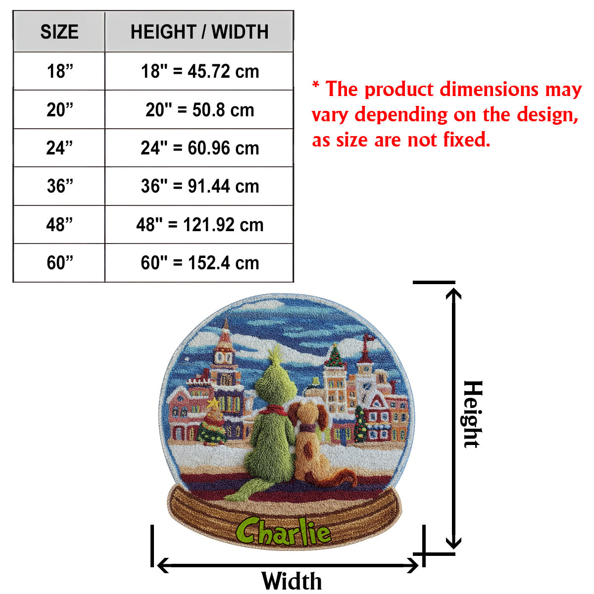 Grünes Monster mit Hund - Personalisierte Stola, rutschfester, getufteter Weihnachtsteppich
