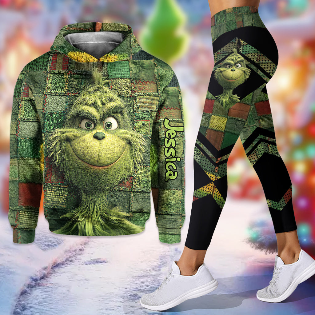 Grüne Weihnachten – Personalisierter Stola-Weihnachtshoodie und Leggings