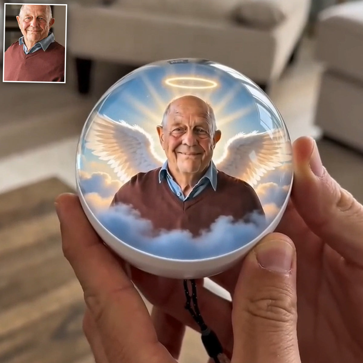 A Message From Heaven - Personalized Memorial Video Display Globe With Base