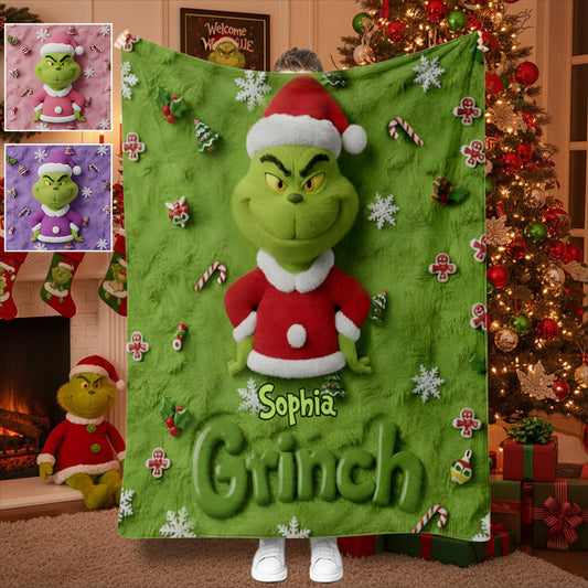 Fröhliche Grinchmas - Personalisierte Stola-Weihnachtsdecke