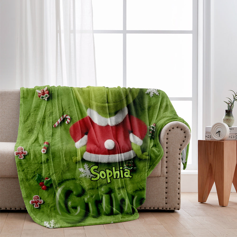 Fröhliche Grinchmas - Personalisierte Stola-Weihnachtsdecke
