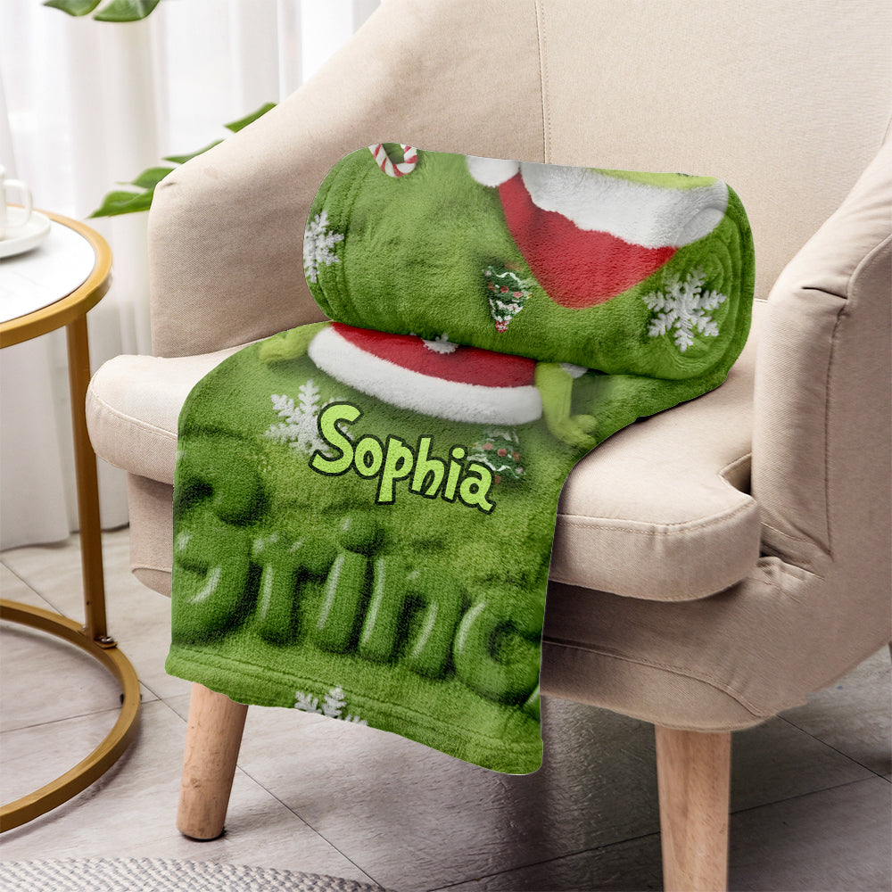 Fröhliche Grinchmas - Personalisierte Stola-Weihnachtsdecke