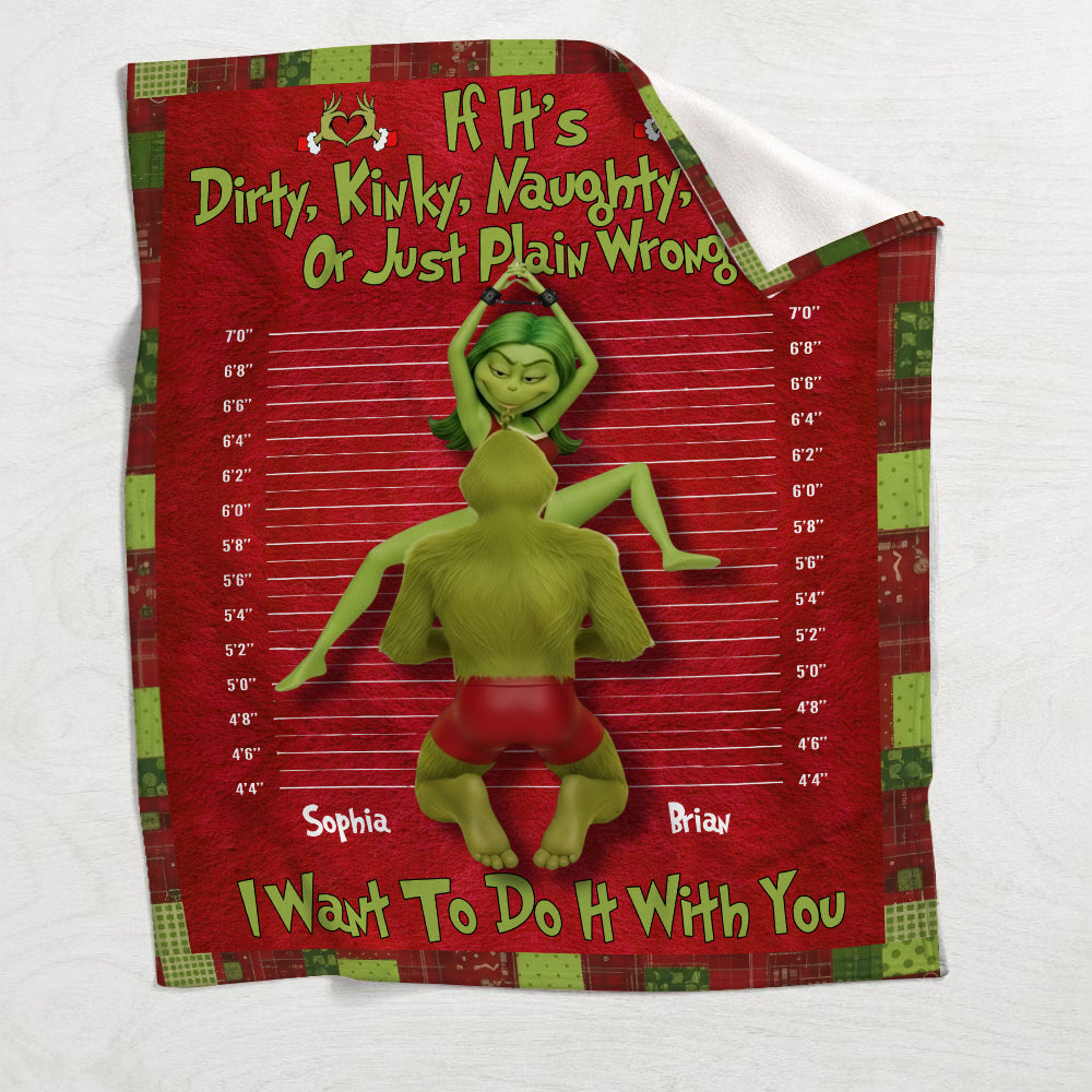 Couverture de Noël personnalisée Green Monster Couple (film de Noël) - Étole de Noël