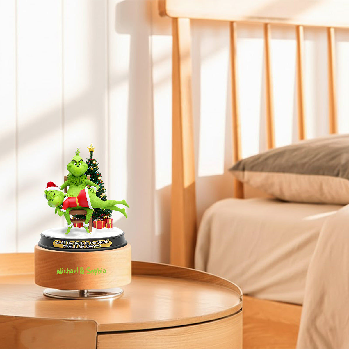 Grinchmas couple - Personalized Stole Christmas Rotating Music Plaque