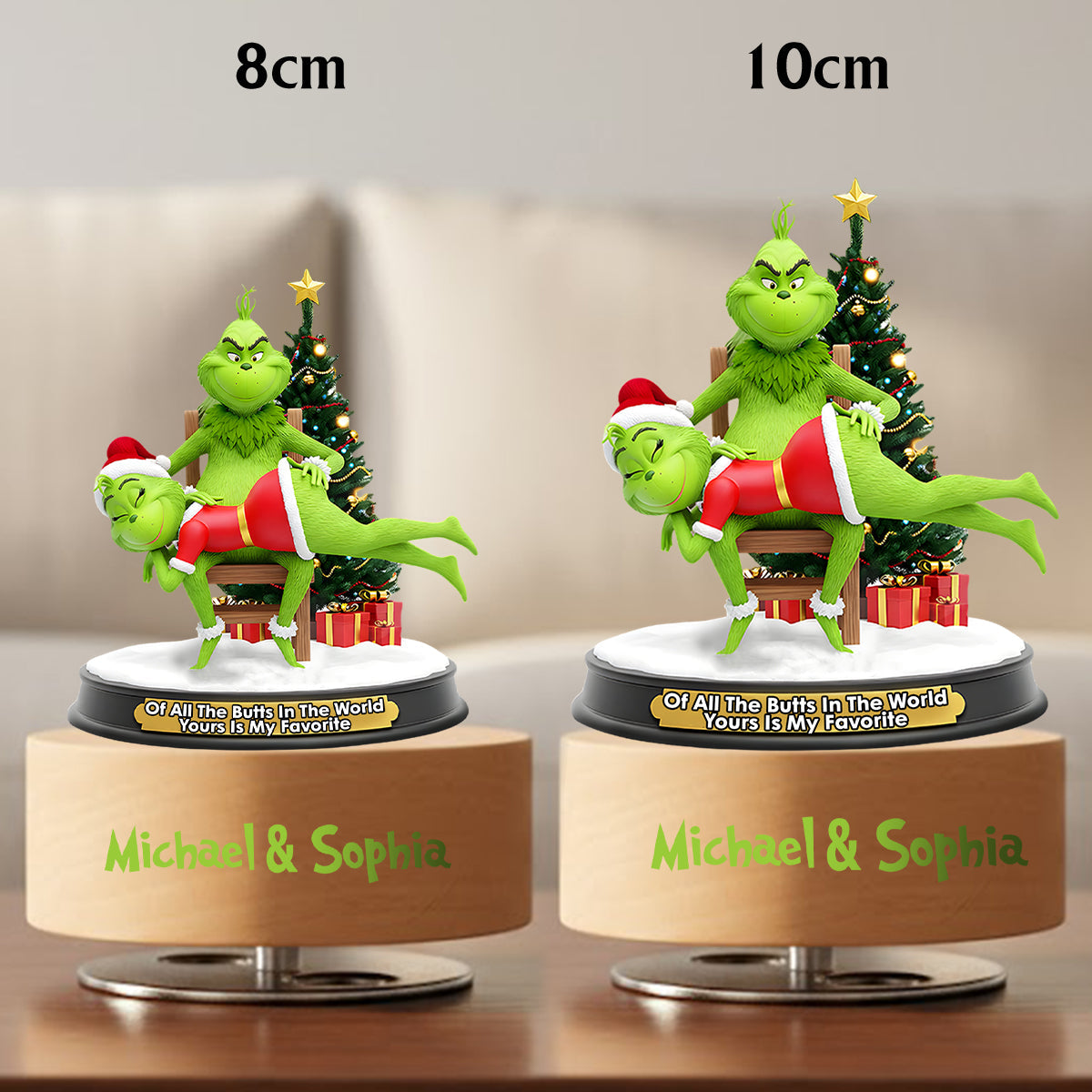 Grinchmas couple - Personalized Stole Christmas Rotating Music Plaque