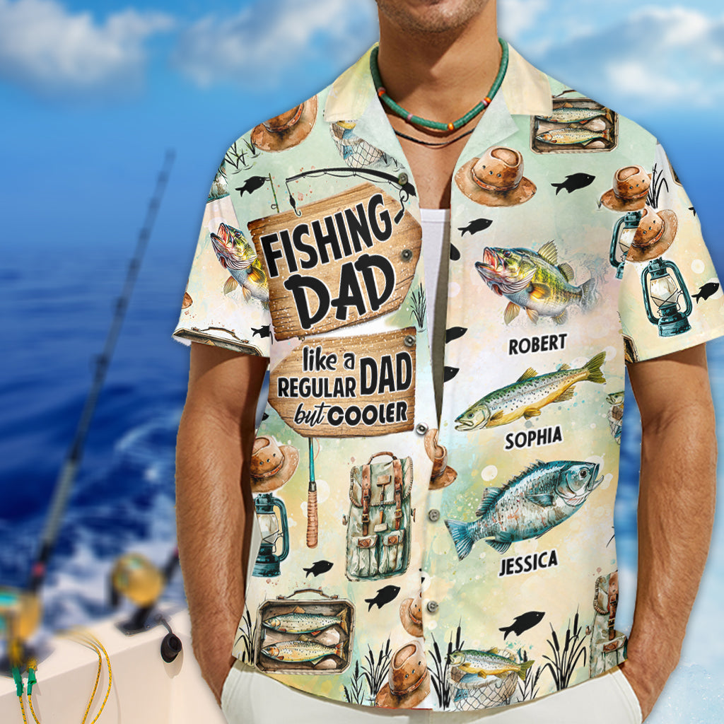 Papa pêcheur - Chemise hawaïenne de pêche personnalisée