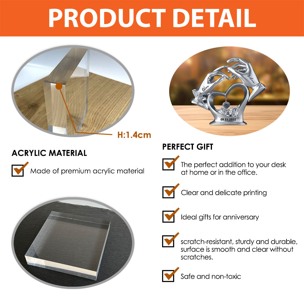 Cadeau d'anniversaire pour couple - Plaque acrylique personnalisée pour couple.