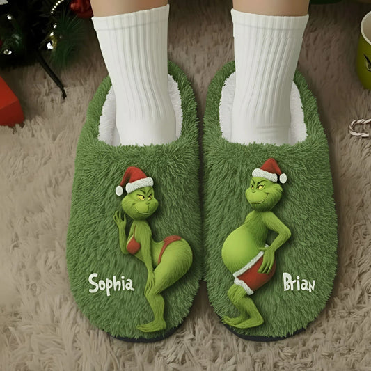 Weihnachtsfilm „Grünes Monster“ – Personalisierte Stola-Weihnachtspantoffeln