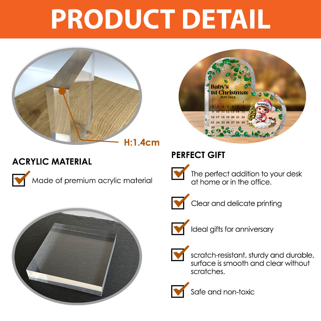 Premier Noël de bébé - Plaque acrylique personnalisée pour la famille