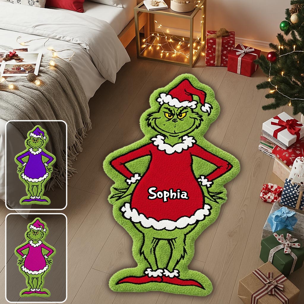 Joyeux Grinchmas - Étole de Noël personnalisée Tapis touffeté antidérapant