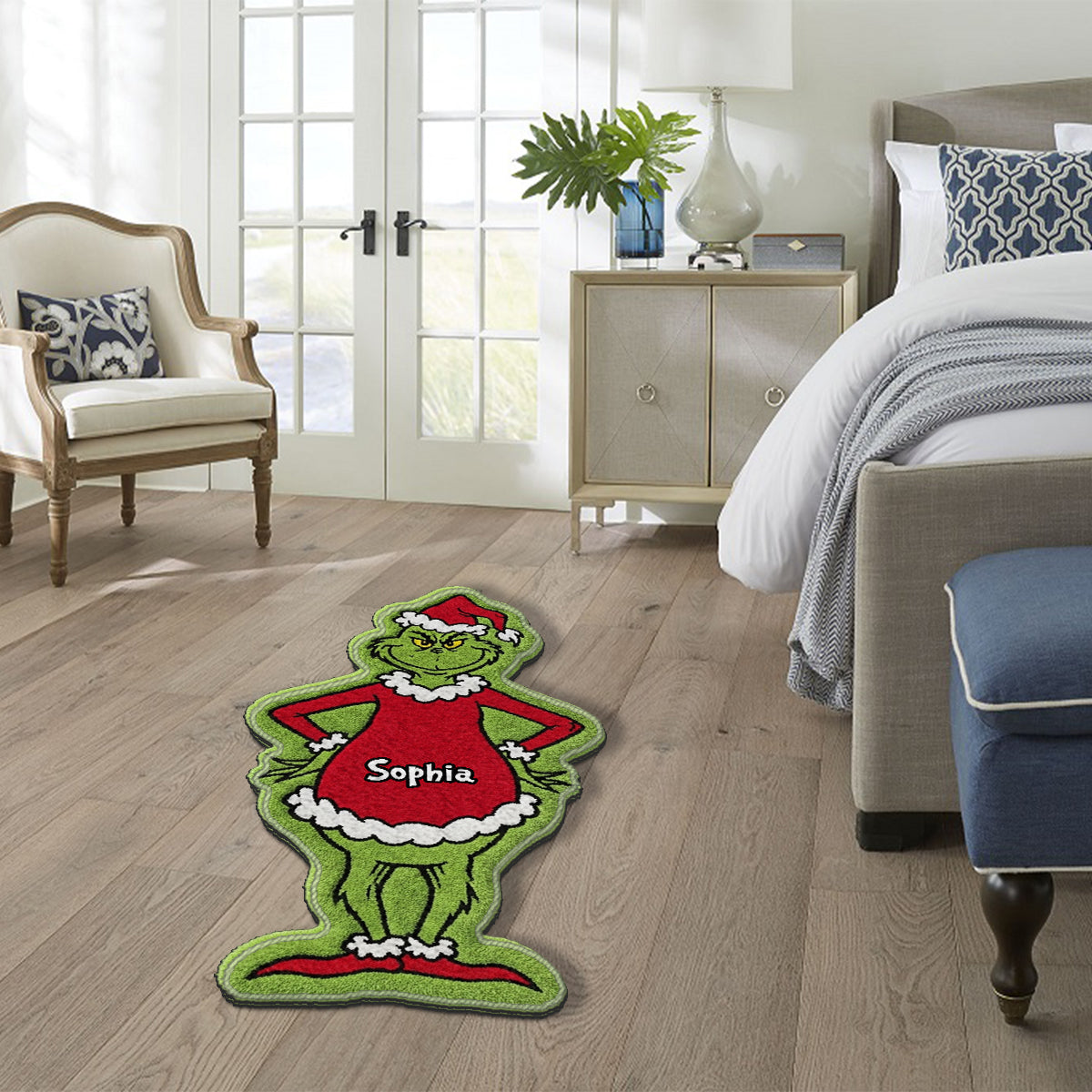 Joyeux Grinchmas - Étole de Noël personnalisée Tapis touffeté antidérapant