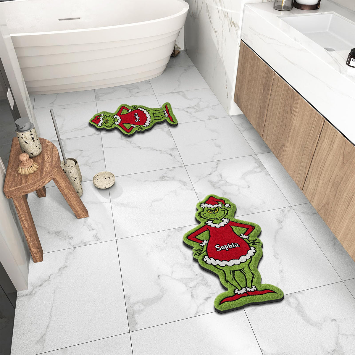 Joyeux Grinchmas - Étole de Noël personnalisée Tapis touffeté antidérapant