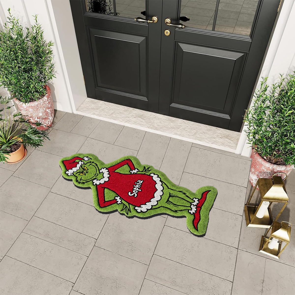 Joyeux Grinchmas - Étole de Noël personnalisée Tapis touffeté antidérapant