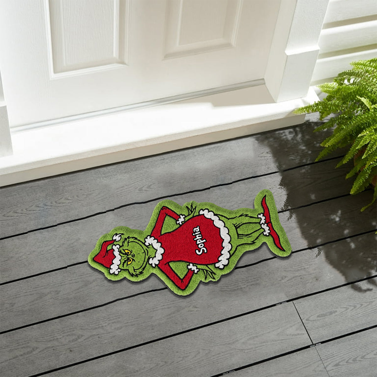 Joyeux Grinchmas - Étole de Noël personnalisée Tapis touffeté antidérapant