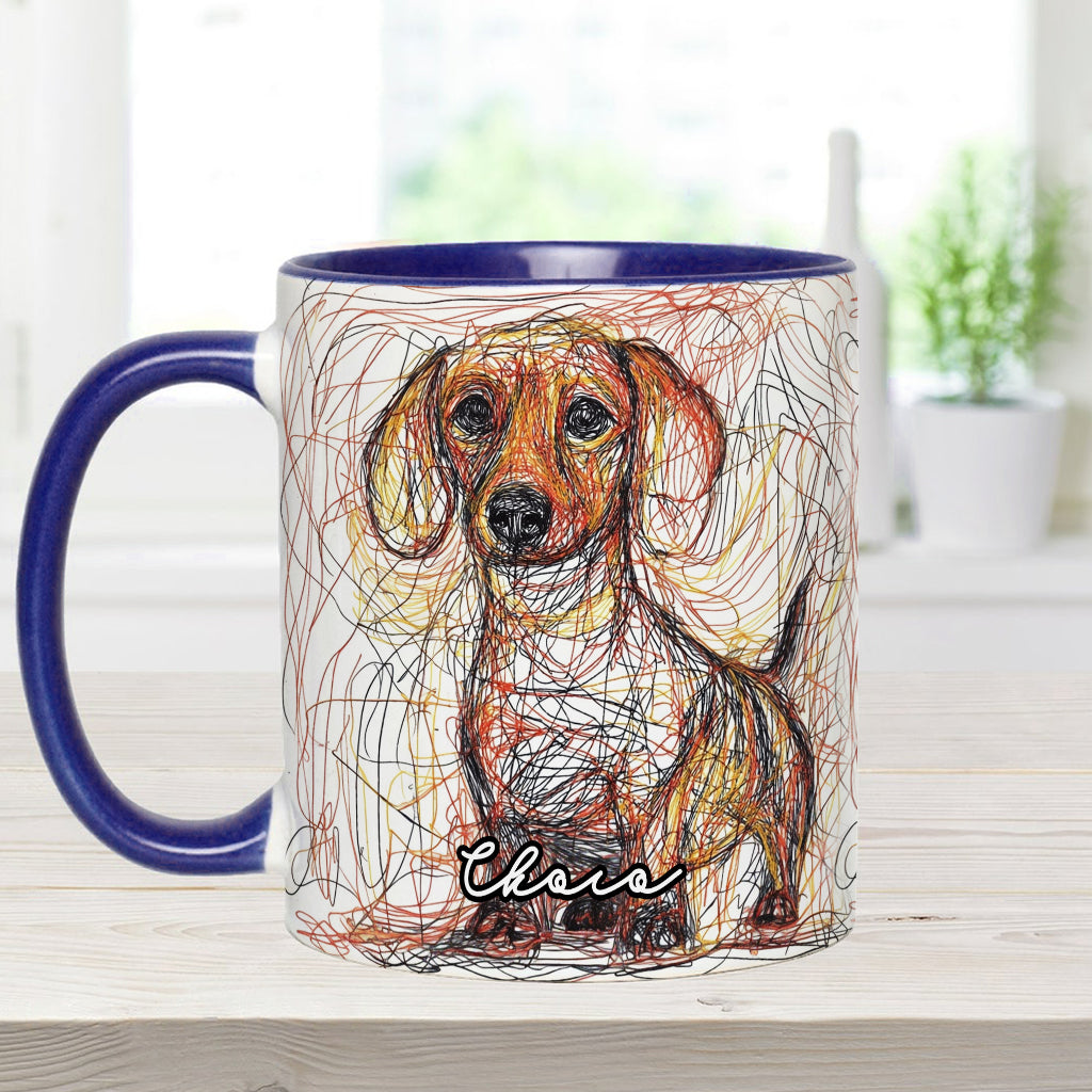 Beautiful Scribbled Dog - Personalized Dog Accent Mug