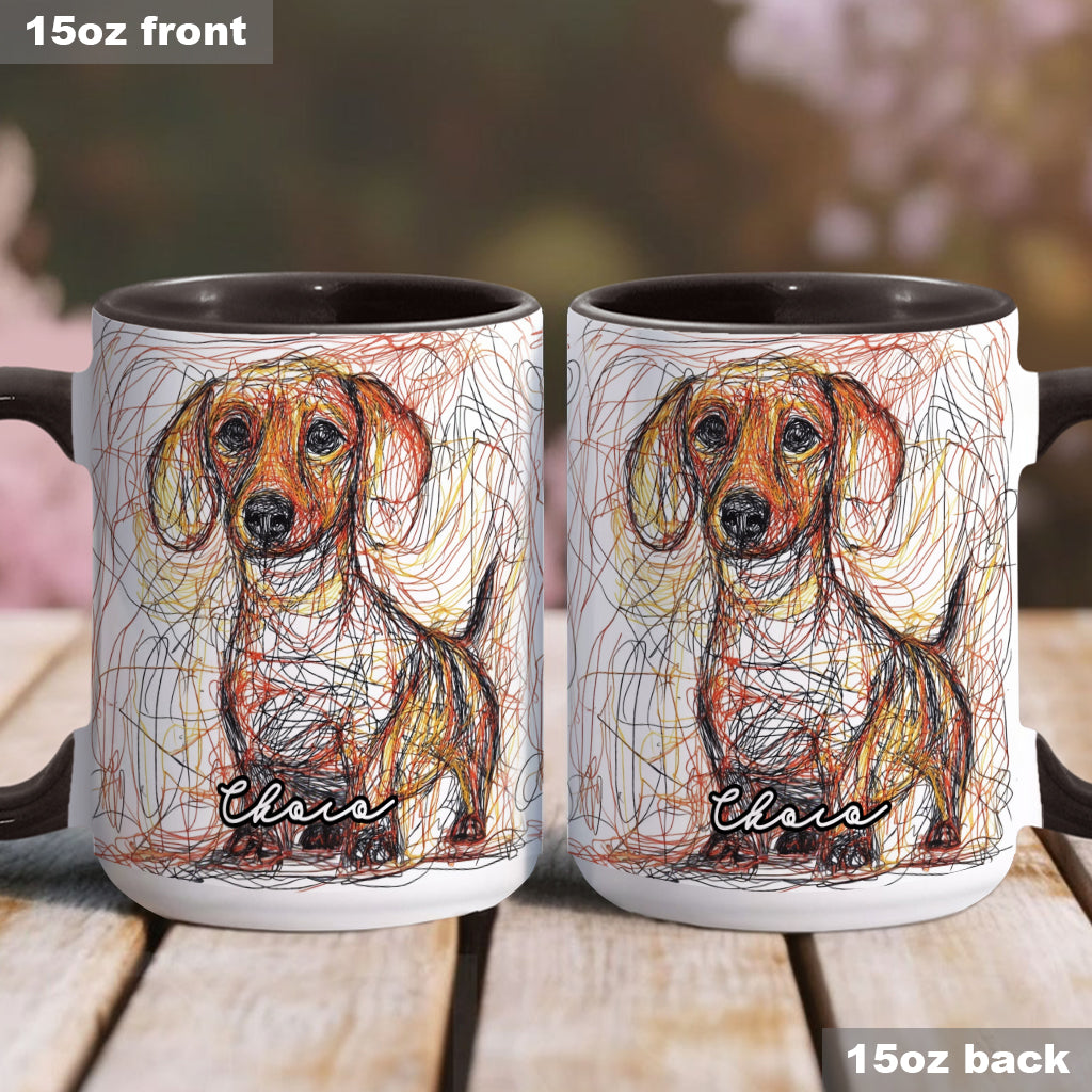 Beautiful Scribbled Dog - Personalized Dog Accent Mug