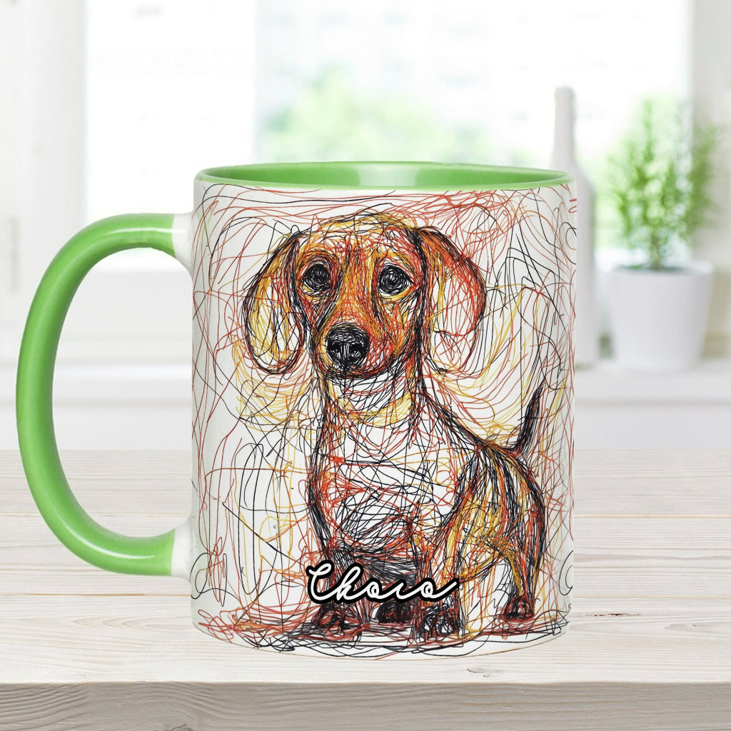 Beautiful Scribbled Dog - Personalized Dog Accent Mug