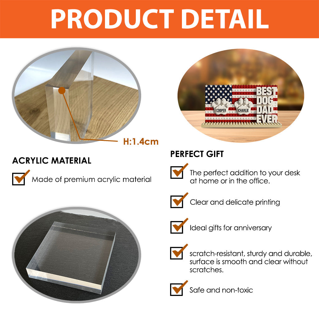 Best Dog Dad Ever - Personalized Dog Custom Shaped Acrylic Plaque