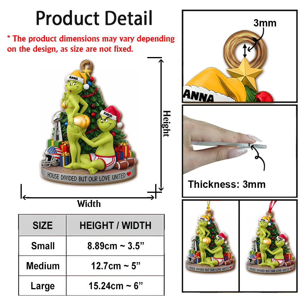 Couple de monstres verts - Ornement de Noël personnalisé avec étole