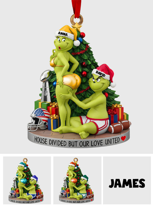 Couple de monstres verts - Ornement de Noël personnalisé avec étole