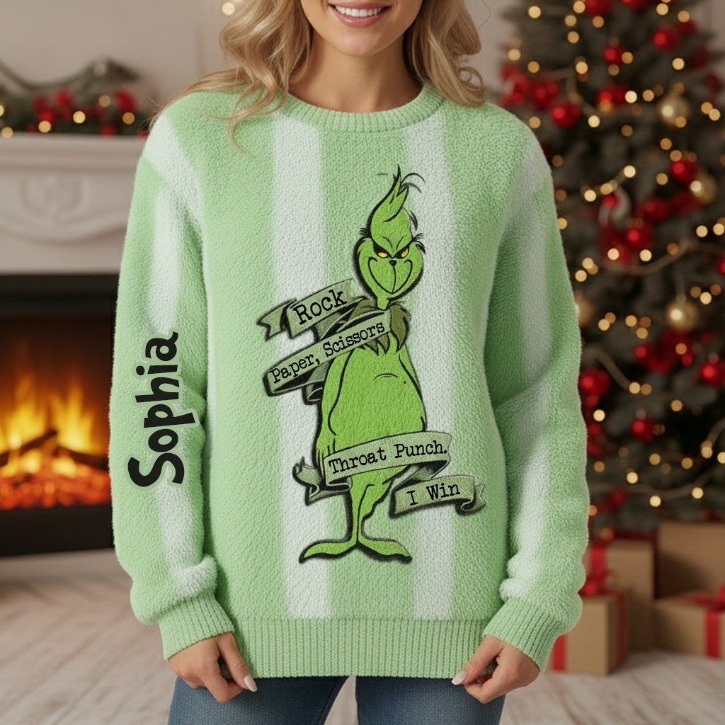 Schere, Stein, Papier – Personalisierte Stola, Weihnachtspullover