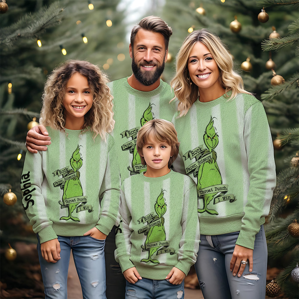 Schere, Stein, Papier – Personalisierte Stola, Weihnachtspullover