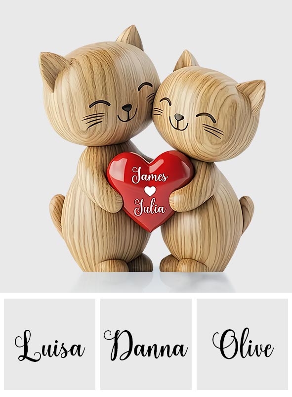 Couple de chats mignons - Plaque acrylique personnalisée en forme de chat