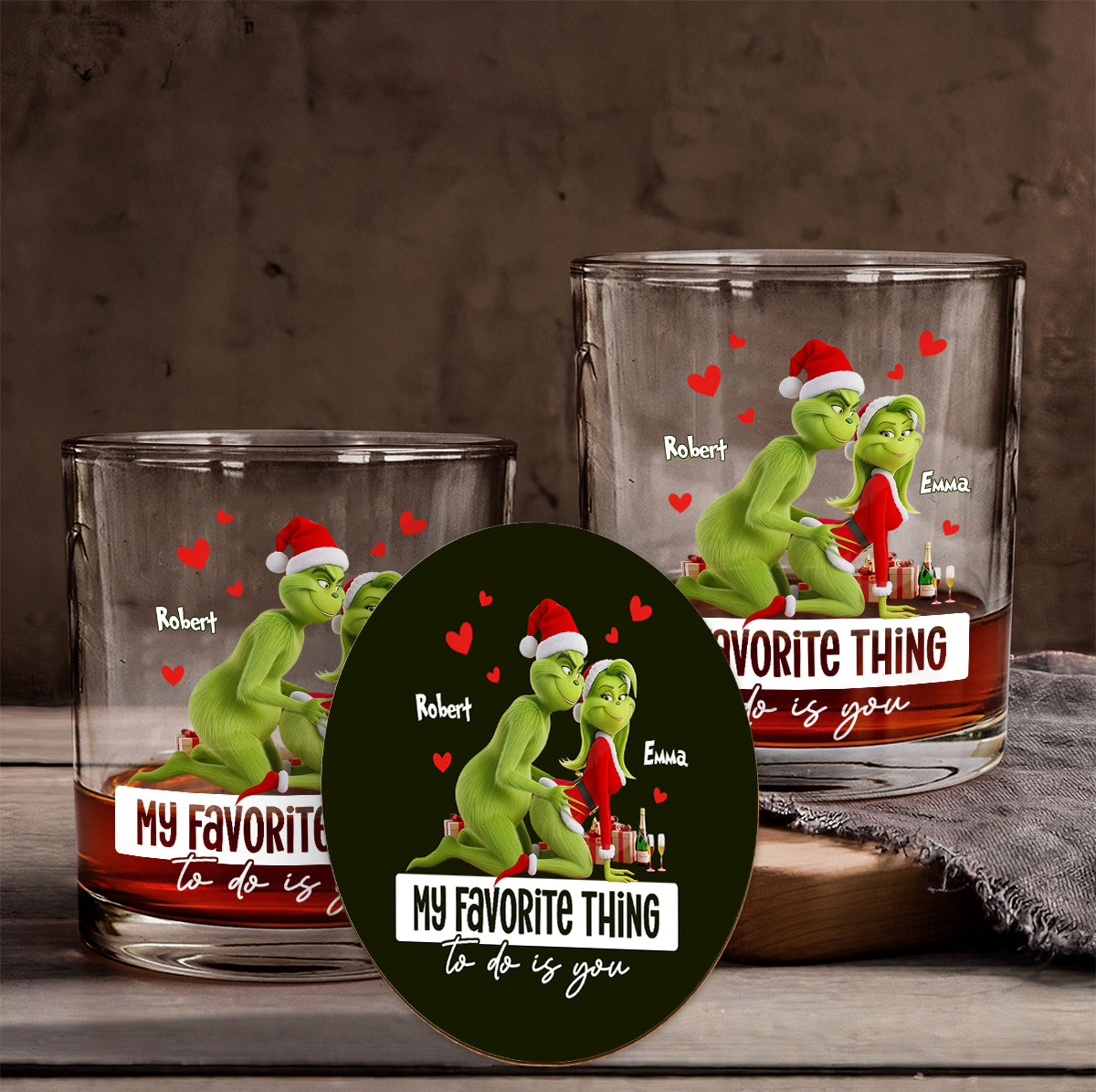 Mein Lieblingshobby bist du – Lustiges Geschenk für ihn/Ehemann/Freund... – Personalisiertes Whiskyglas mit Stola zu Weihnachten