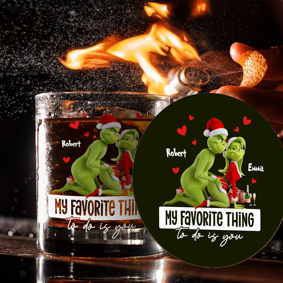Mein Lieblingshobby bist du – Lustiges Geschenk für ihn/Ehemann/Freund... – Personalisiertes Whiskyglas mit Stola zu Weihnachten