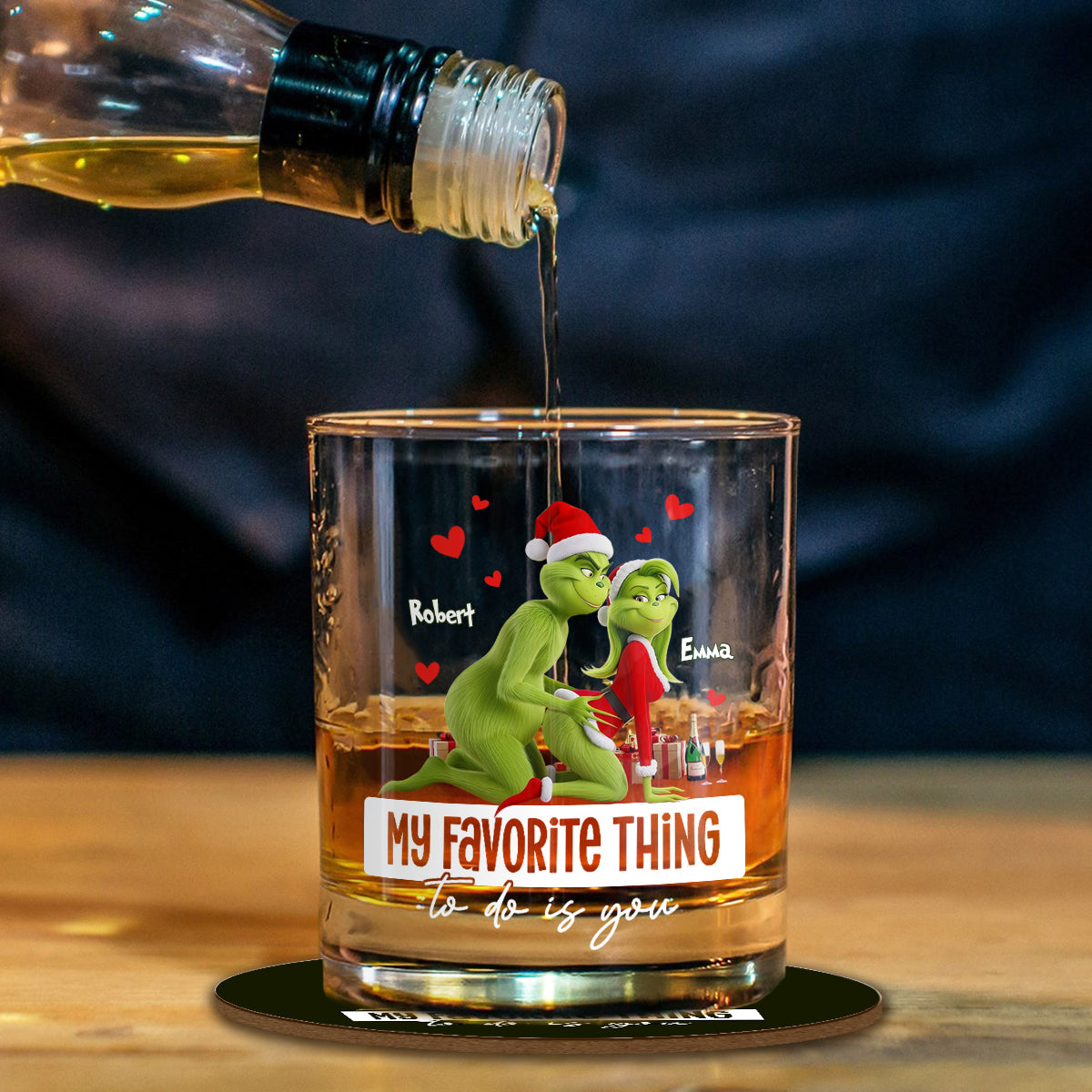 Mein Lieblingshobby bist du – Lustiges Geschenk für ihn/Ehemann/Freund... – Personalisiertes Whiskyglas mit Stola zu Weihnachten